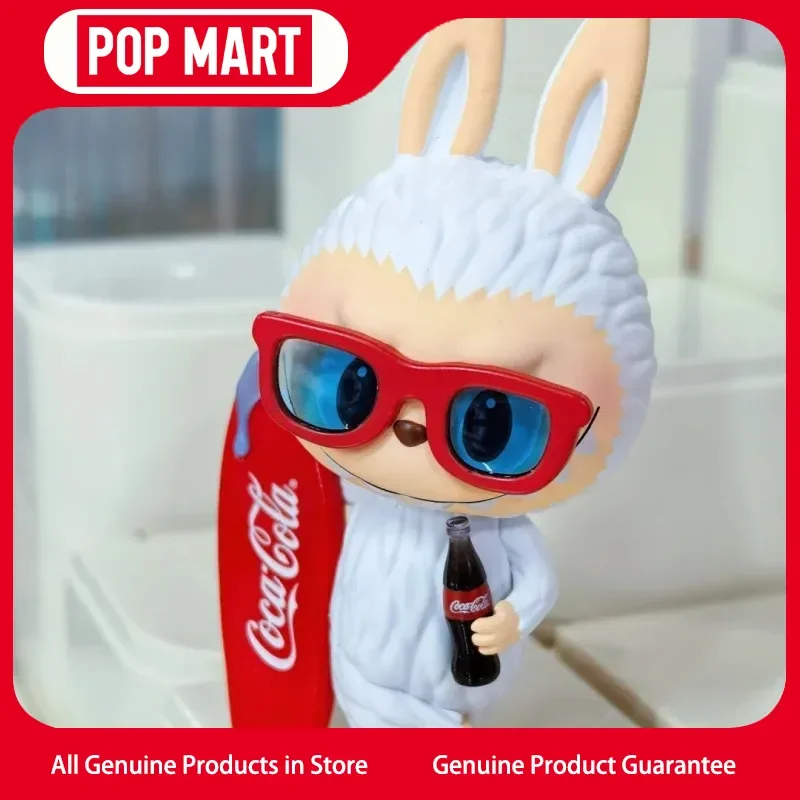 Caja ciega genuina de la serie Pop Mart Labubu Coca Cola, conjunto completo de compra, decoración de figuras, regalo de cumpleaños para niñas misteriosas