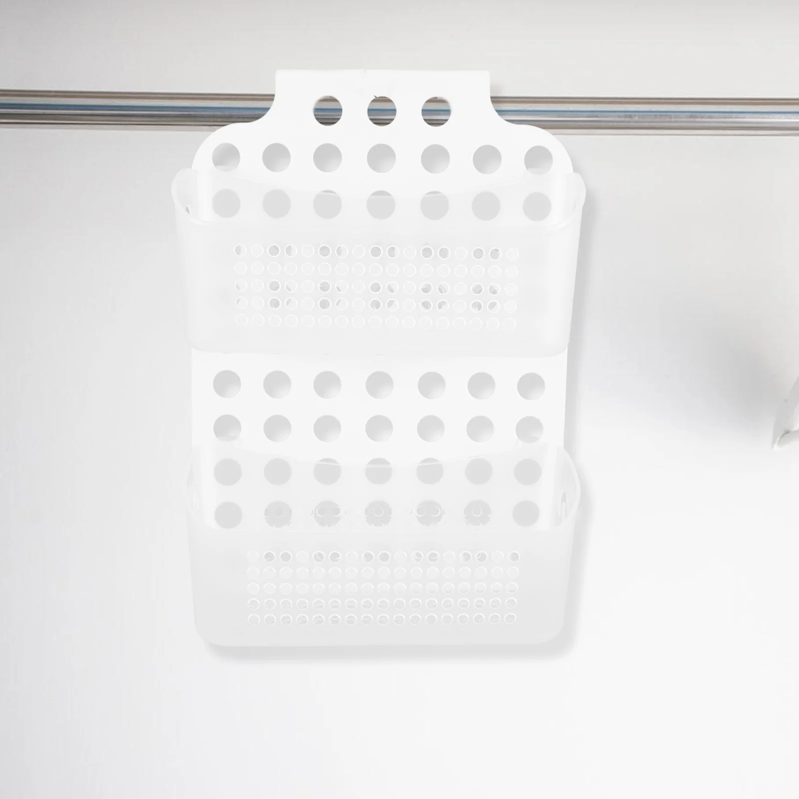 سلة معلقة للحمام بطبقة مزدوجة رف تخزين مثبت على الحائط لمناشف أدوات الزينة بدون منظم تركيب مثقاب