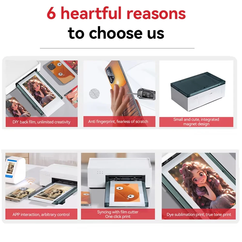 FONLYU Mobile Phone Color Film Mini Printer Machine for Back Cover Protect Sticker DIY Customize Colorful Photo Picture Printing