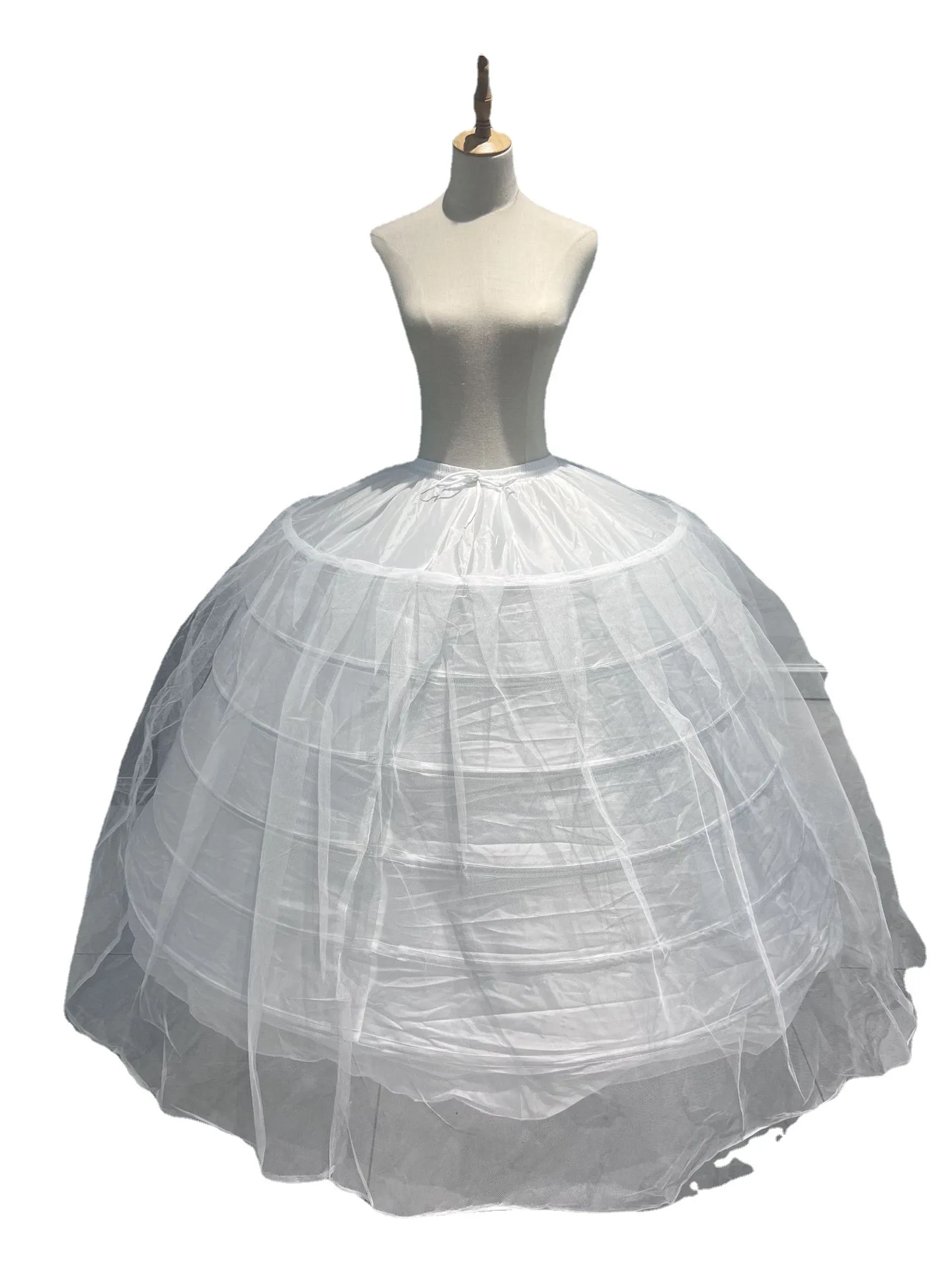 

Woman White Super Diameter Wedding Petticoat Cosplay 6 Fishbones Tulle Crinoline Slip Elastic Waist Large Underskirt