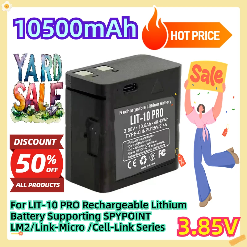 

For LIT-10 PRO Rechargeable Lithium Battery Supporting SPYPOINT LM2/Link-Micro /Cell-Link Series 10500mAh 3.85v