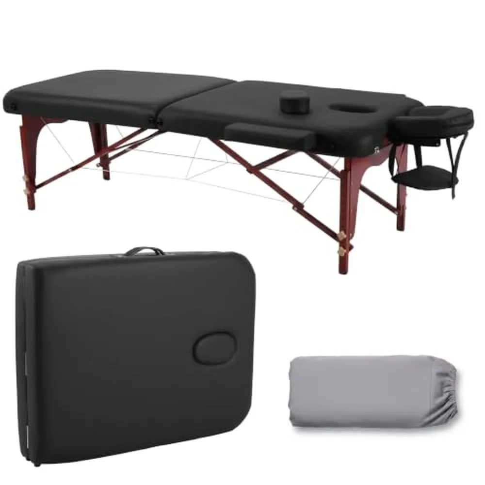 Memory Foam Massage Table Portable Reinforced Wooden Leg Tattoo