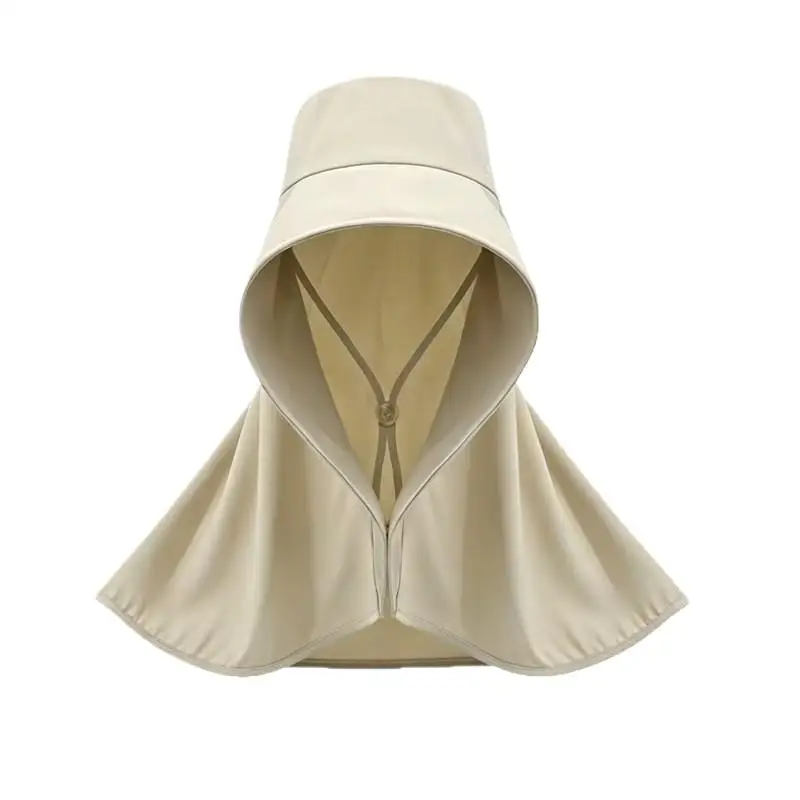 1 Stück Outdoor Damen Sommer Sonnenschutz Visor Großer Hut Vollgesichts-Sonnenschutzhut Angeln Reisen Nackenschutz Schal Bucket Hat – Detail 7