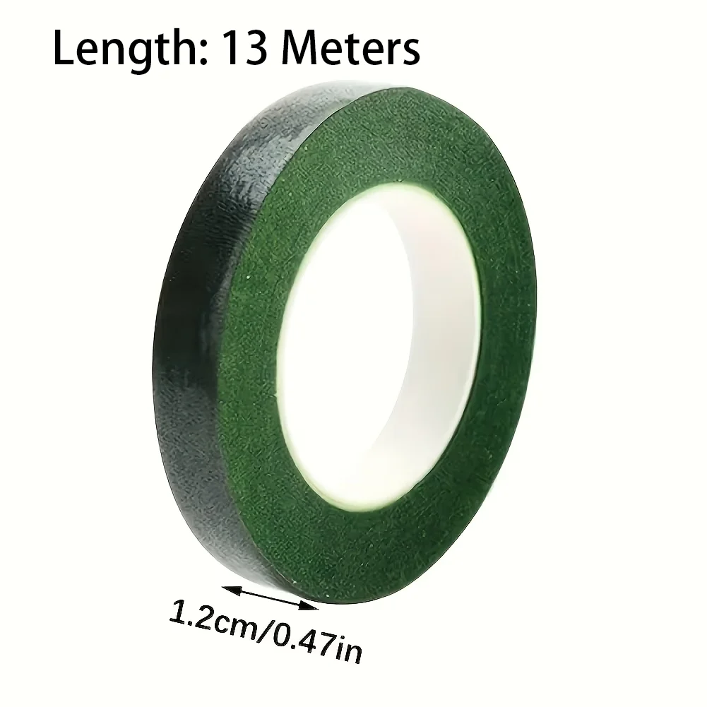 4 Rolls Green Self‑Adhesive Floral Wrapping Tape, Durable Material Per Roll, for Bouquets, Wedding Decorations and Floral Arrang