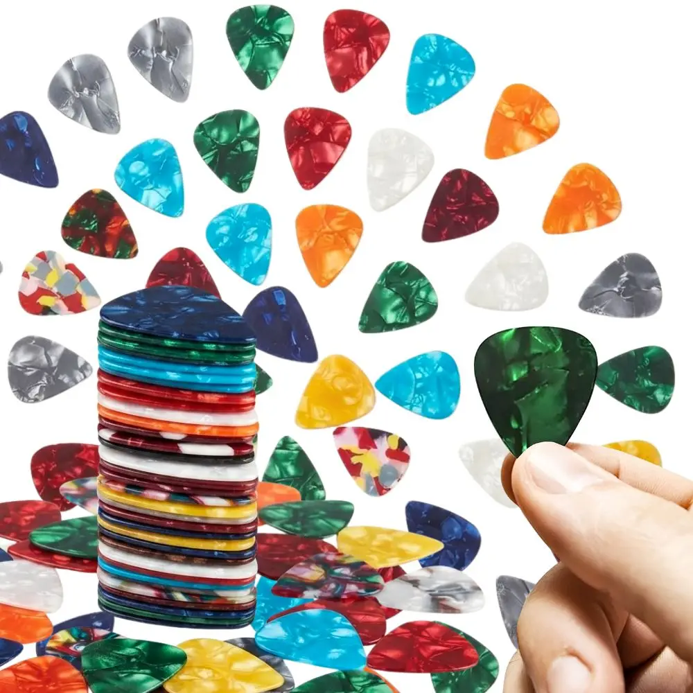 18/49/102pcs Celluloid Guitar Picks Assorted Random Colors, Smooth Surface Plectrums for Guitar, Banjo, Ukulele YMY