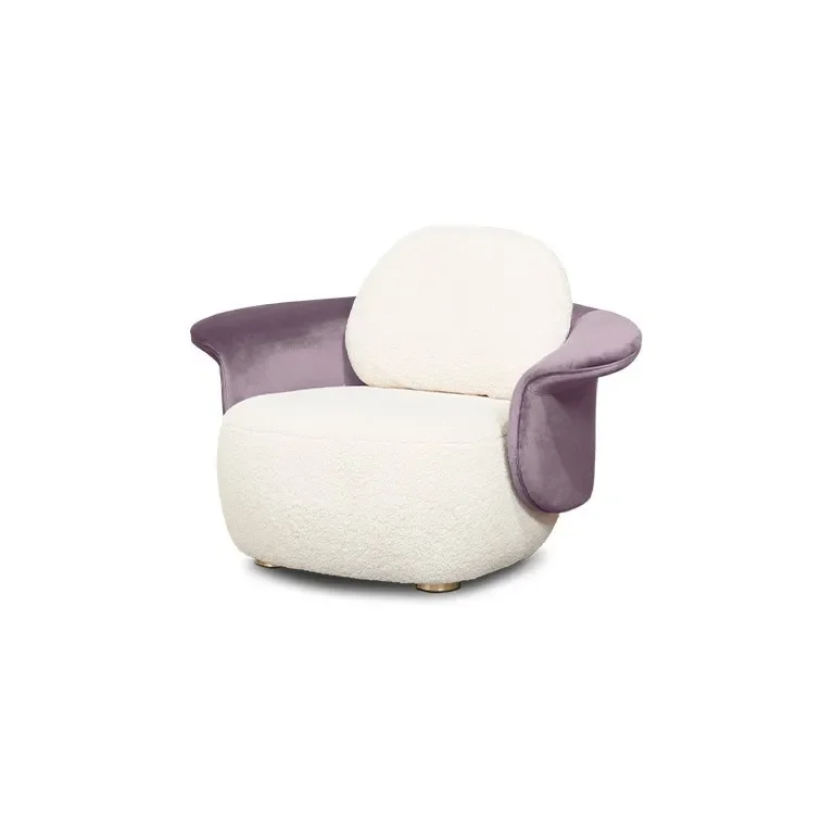 Fabric Modern Italian Minimalist White Oak Velvet Designer Living Room Single Sofa Chair