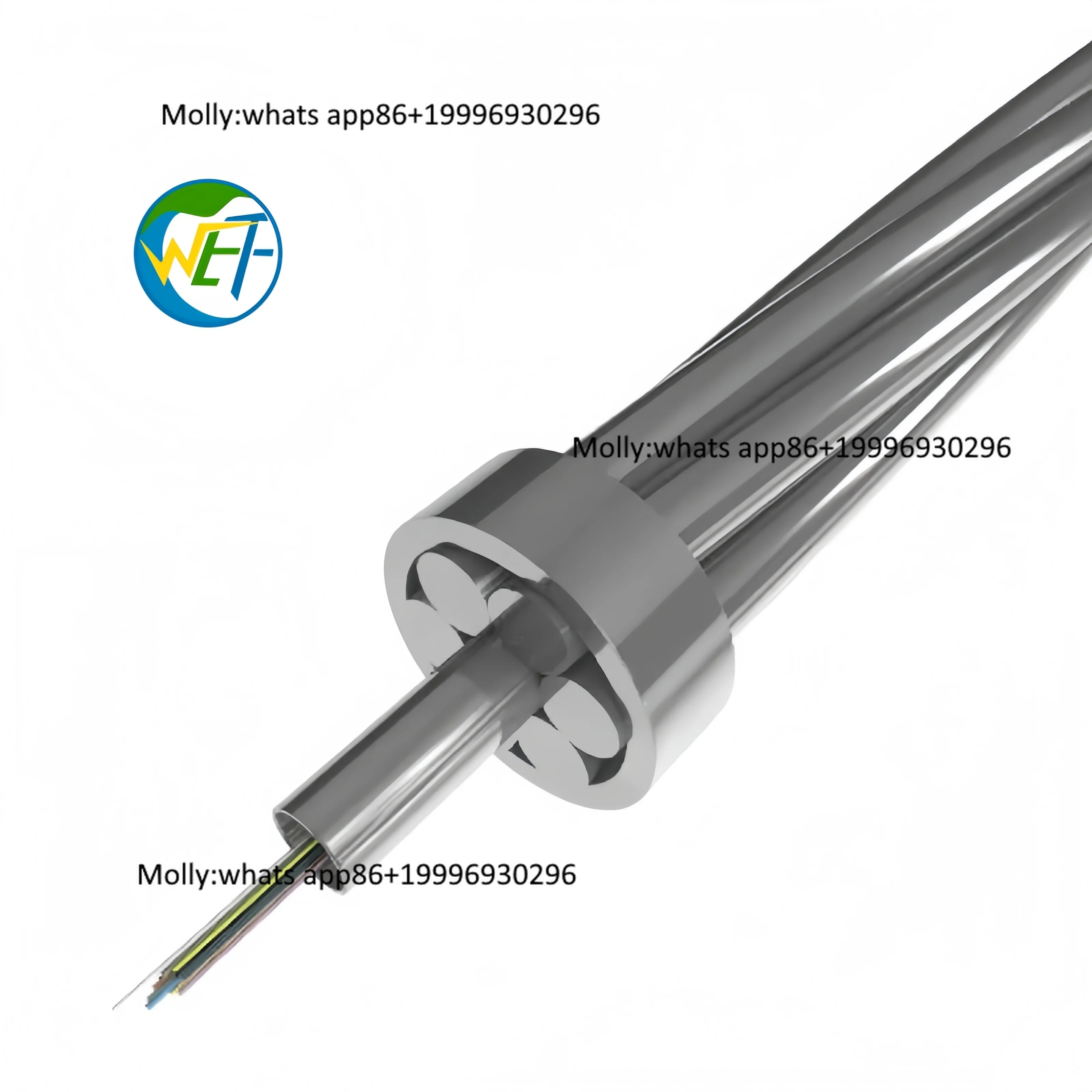 Wolf Optical Ground Wire Fiber Optic Cable G655 35kV Water Repellent Thixotropic 12/24/48/96 Core Bare Conductor OPGW Working