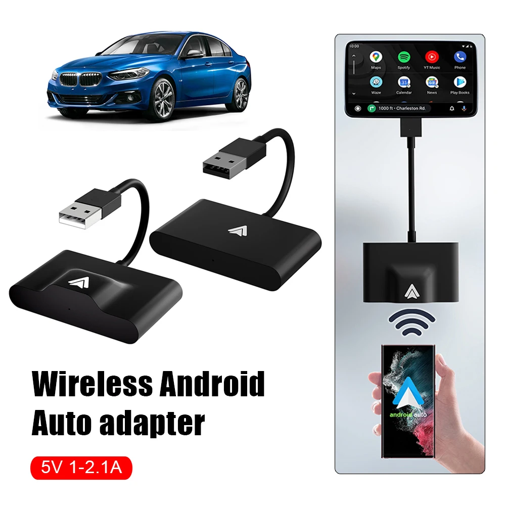 Android Auto Wireless Adapter Plug And Play Wired To Wireless Adapter For Android Auto 2.4G&5G WiFi Auto Pairing OTA Upgrade