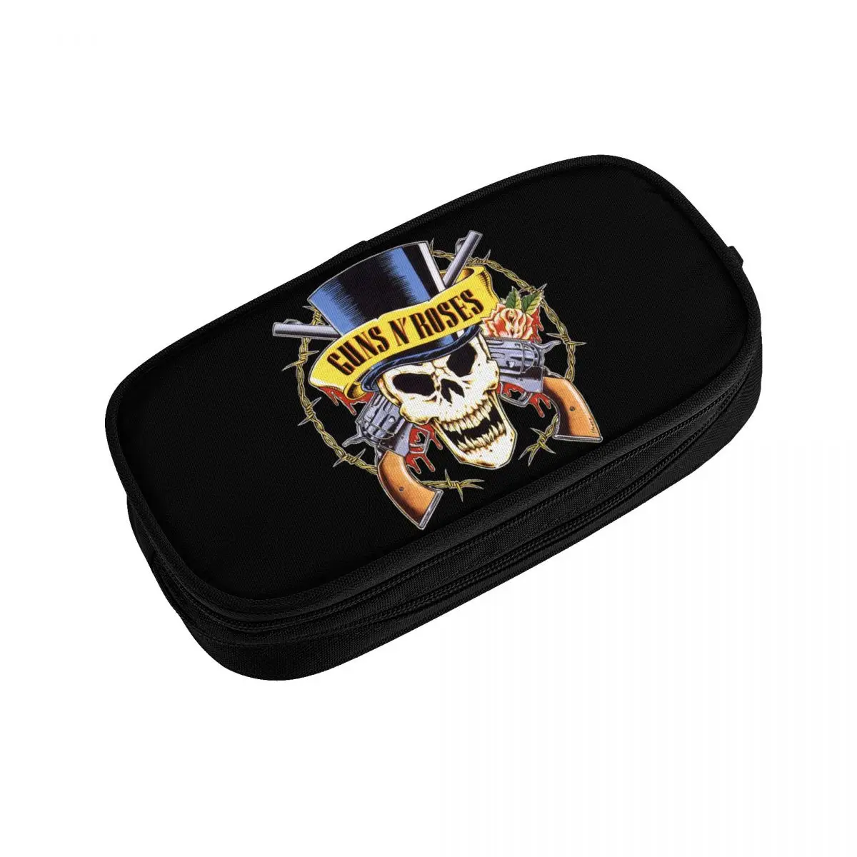 Cute Guns N Roses Pencil Cases for Girls Boys Custom Bullet Logo Large Storage Pen Box Bag School Supplies