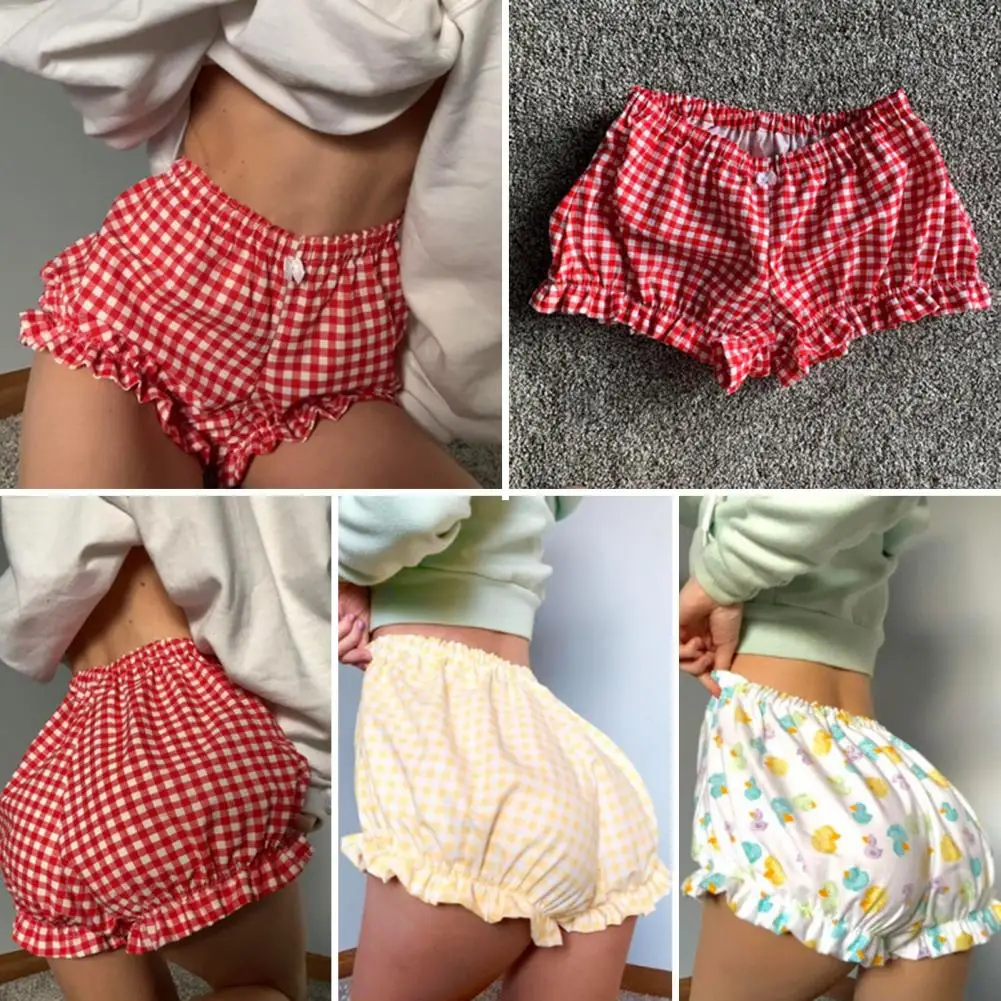 

Slim Fit Beach Shorts Plaid Print High Waist Women's Shorts with Bow Detailing for Summer Vacation Beachwear Slim Fit for Ladies
