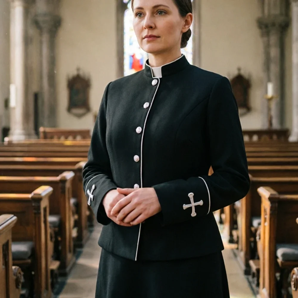 medieval-clergy-jacket-coat-for-women-female-stand-collar-long-sleeve-cross-priest-catholic-church-cross-uniform