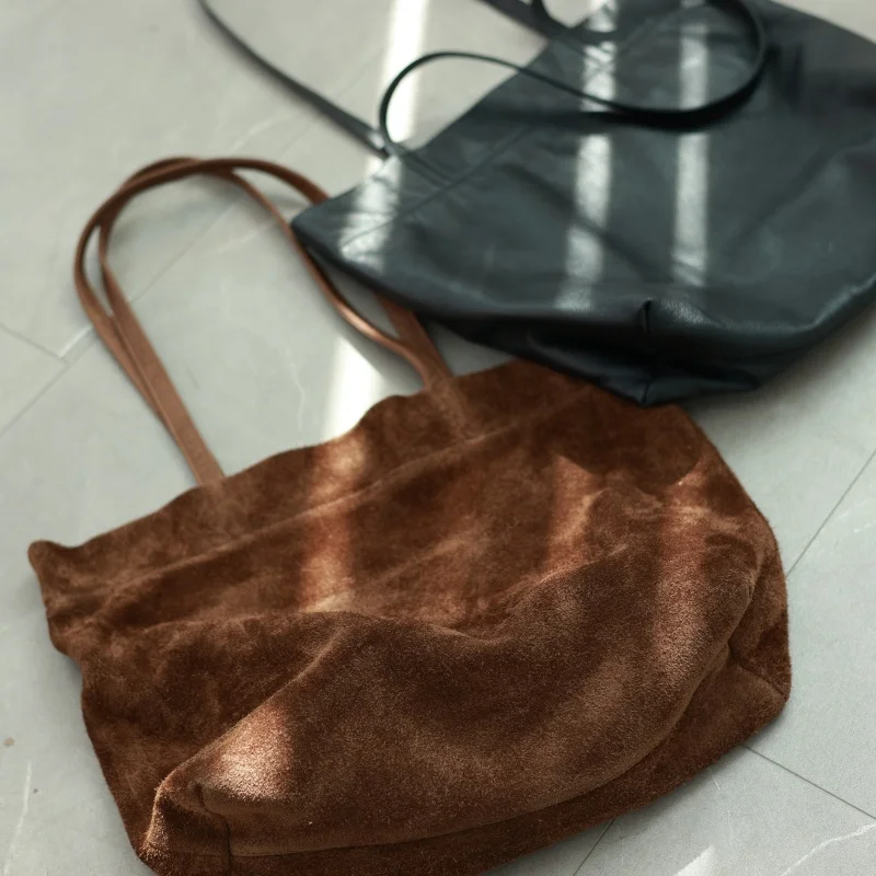 Luxury Genuine Leather Large Capacity Tote For Women Casual Soft Shoulder Bags Simple Design