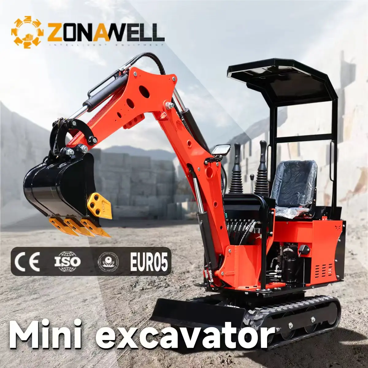 360 °   دوران للتشغيل المرن حفارة صغيرة 8.6KW تمديد وتراجع المسار مناسبة للمزارع والبساتين