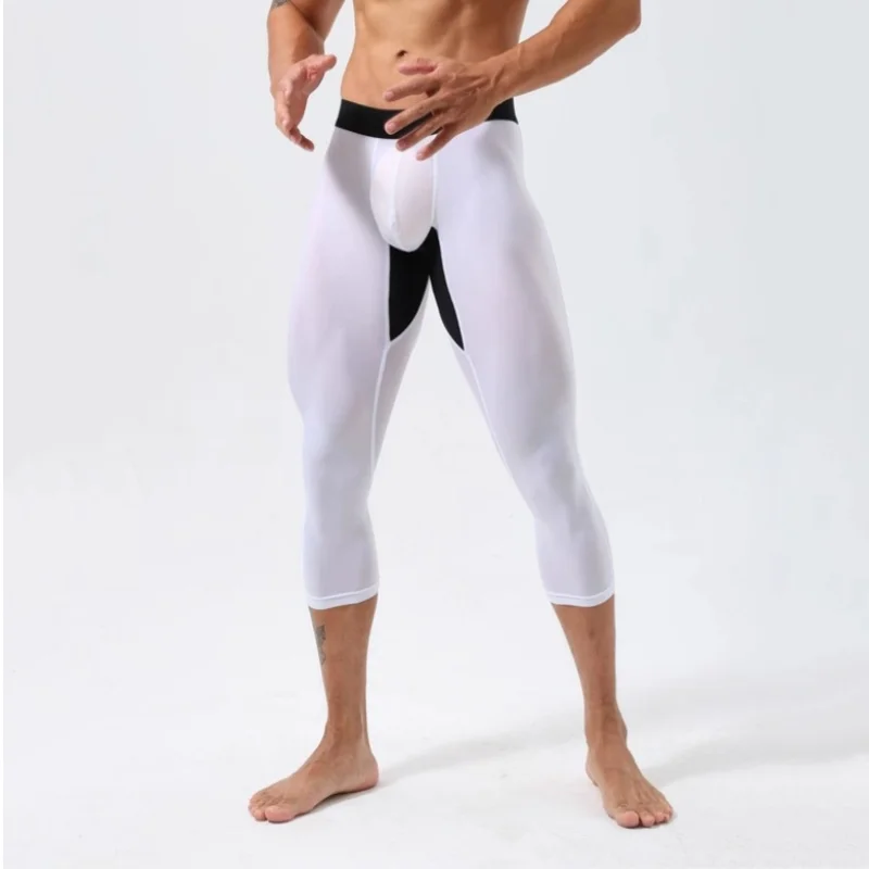 مثير رجل اللياقة البدنية زائد حجم Sweatpants 3/4 السراويل مرونة عالية النمط الأمريكي السراويل سكيت السراويل الرياضية الطويلة