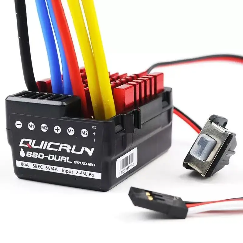 

HobbyWing QuicRun 0880-Dual Motor Brushed ESC Supports LED Programming Card, Suitable for Various 1/10 and 1/8 Vehicles