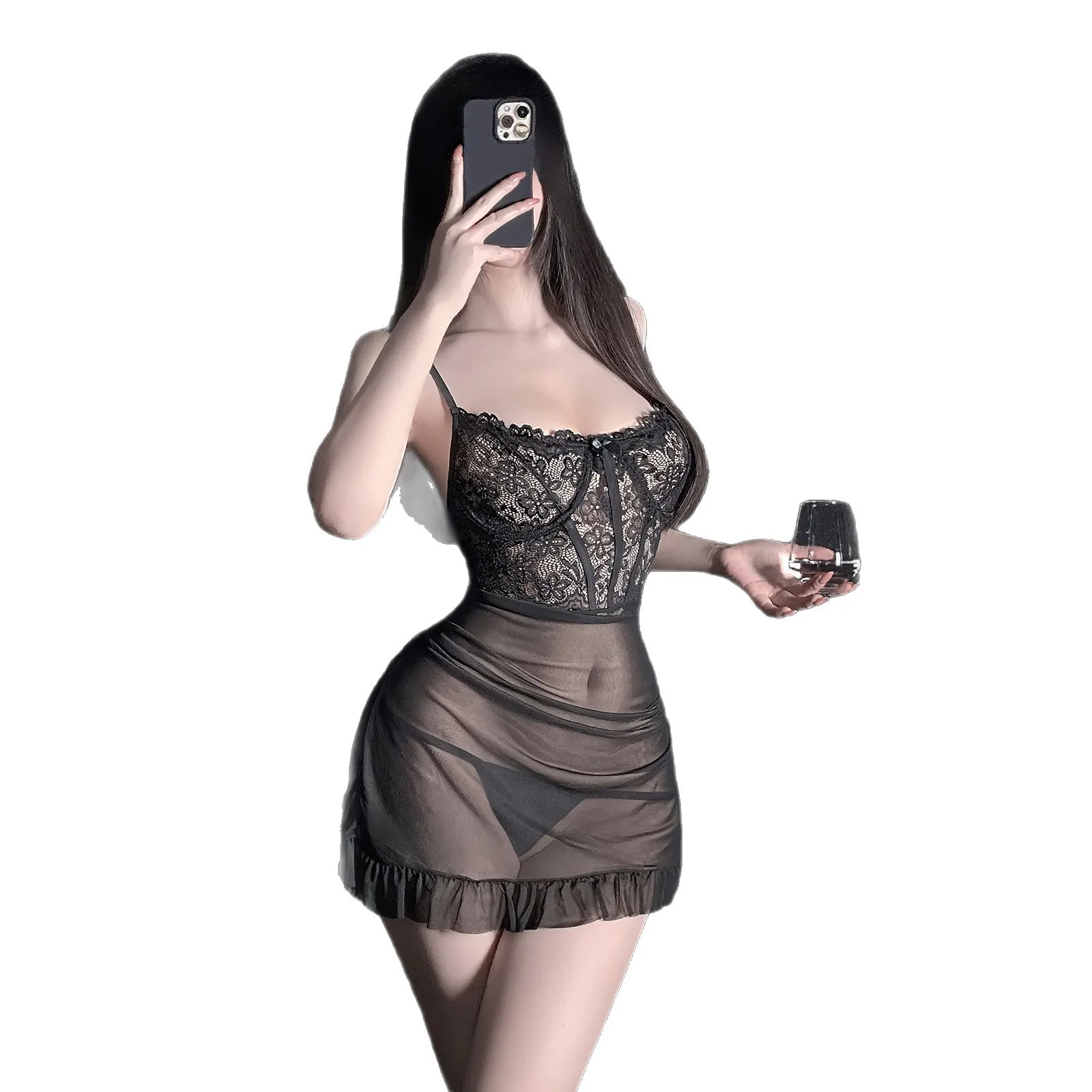 الملابس الداخلية النسائية الصدرية الملابس الداخلية المثيرة انظر من خلال Laceethical مثير حساسة نايتي الأحمر الصدرية مجموعة جنسي ساخن الجنية الملابس الداخلية الإناث #5