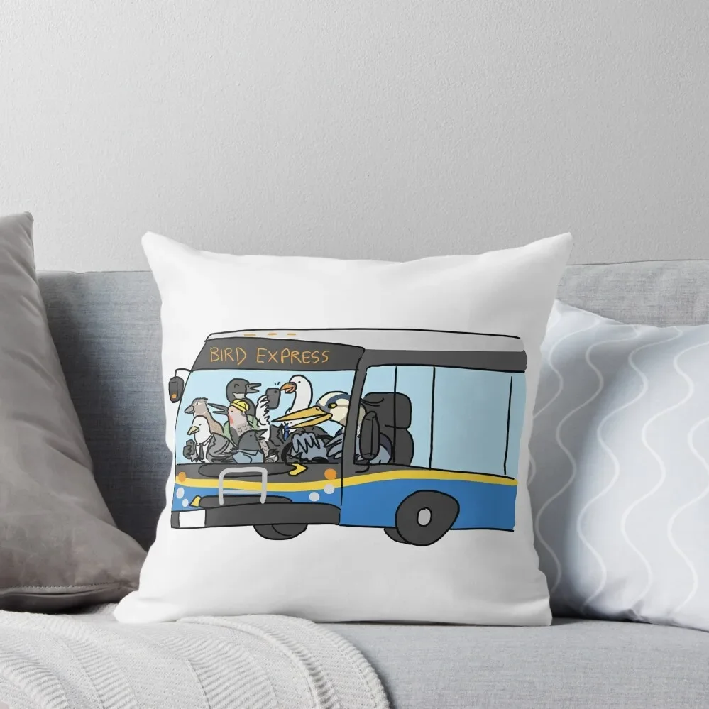 Commuter Birds - Bird Express Bus Throw Pillow anime girl Pillowcase pillow