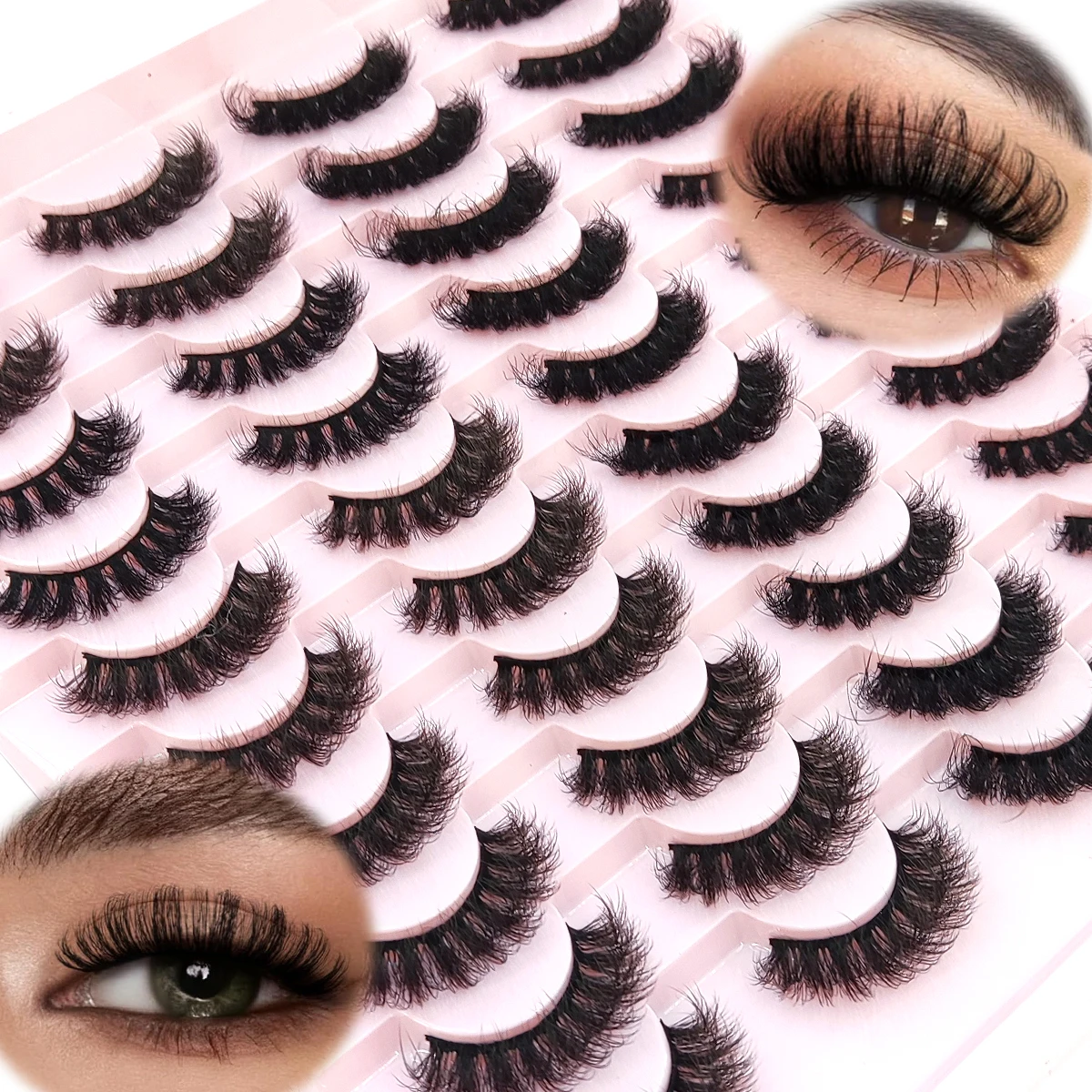 New 20 pairs of 3D artificial mink eyelashes thick and fluffy false eyelashes thick and dramatic cat eye eyelashes long eyelashe