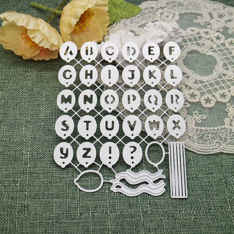 26 Letter Balloon Tags Knife Mold DIY Greeting Card Punch Stencil Scrapbooking Embossing Template Handicrafts Metal Cutting Dies