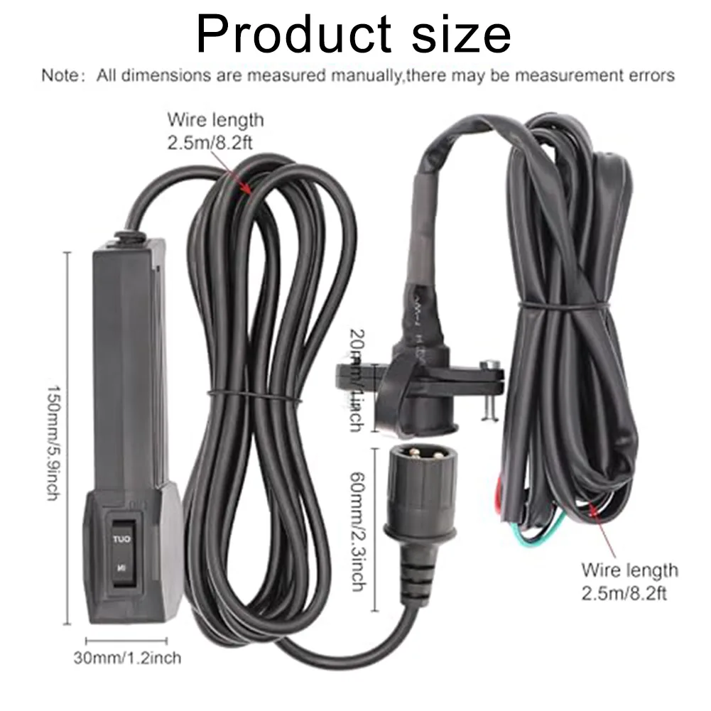Wired Manual Remote Control Kit For ATV UTV Normally Open 12V For Winch Corded Handheld Remote Control Single Circuit Kits