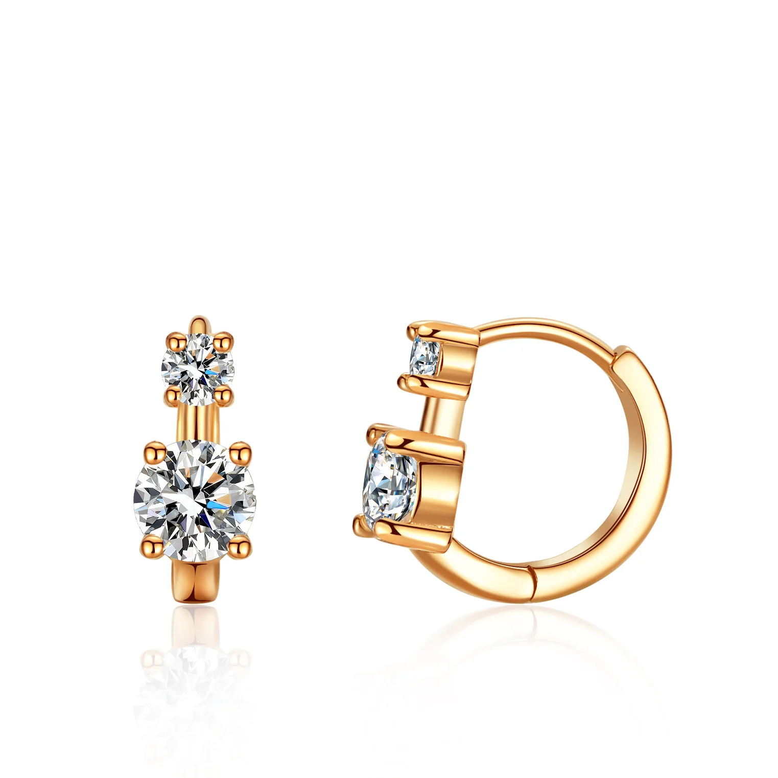 

18K Gold Earrings Earrings, Female Moissanite Earrings Plated with Rose Gold Asymmetrical Platinum PT950 Diamond Earrings