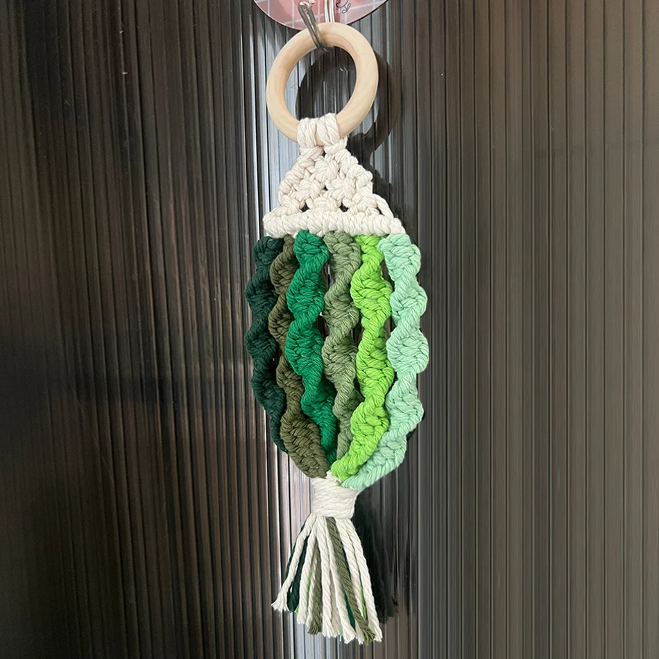 Handmade Knitting Small Fish Pendant Macrame Kit with Tutorial for Beginner Hand DIY Goldfish Tassel Pendant for Home Wall Decor