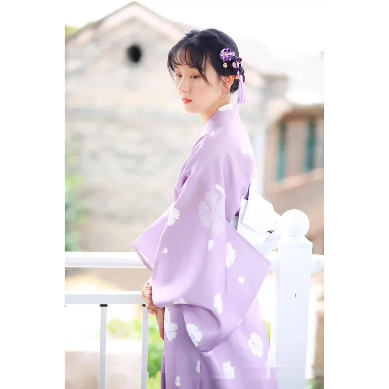 

New girls' kimono formal dress Traditional retro style modified dress Japanese purple kimono