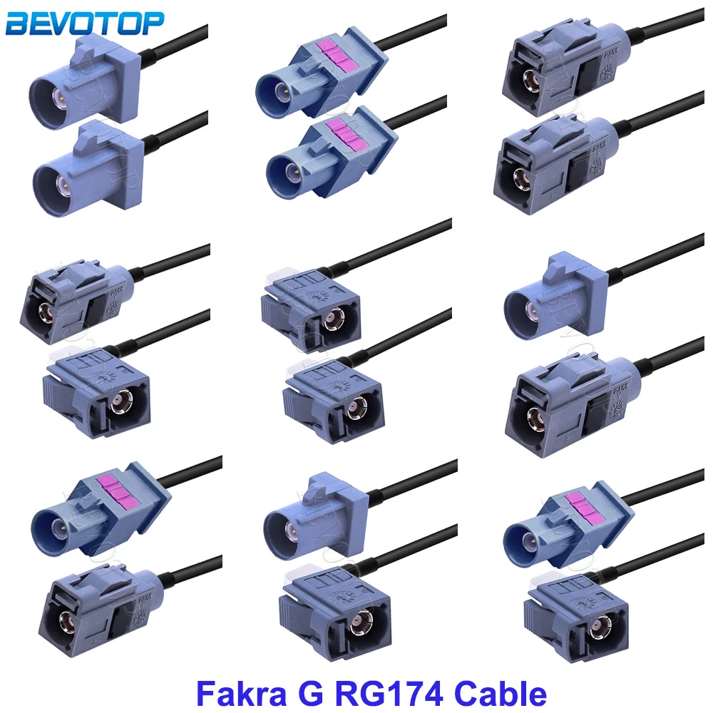 Grey Fakra G Male/G Female RG174 Cable RAL 7031 RF Coaxial Extension Cord Pigtail Adapter for Car Remote Control Keyless Entry