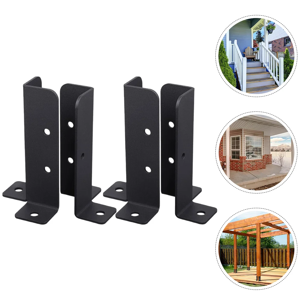 4 Pcs Patio Post Fixing Bracket Pergola Fence Kit Mailbox Installation (4pcs) Railing Brackets Base Cover Deck Repair