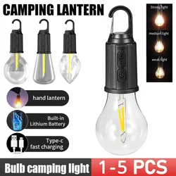 LED Camping Light Type-C USB Rechargeable Waterproof 400mAh 100LM Tent Light with Hook 3 Modes Outdoor Lighting