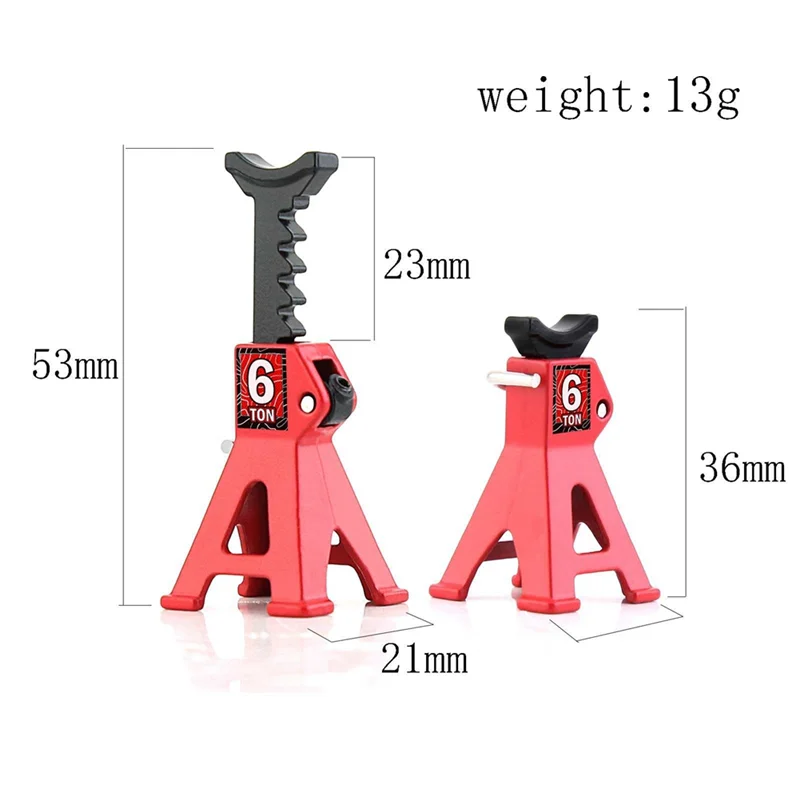 For 1/24 SCX24 FCX24 RC Car Jack Stand Pair Rack Repairing Protective Stand Adapter Tire Change Toy Lift, Red