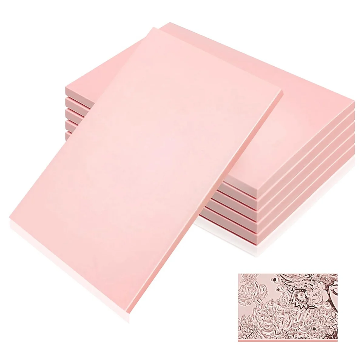 6 Pcs Pink Rubber Block Stamp Rubber Carving Linoleum Blocks Carving Block for Soft Rubber Stamp CAU30ts