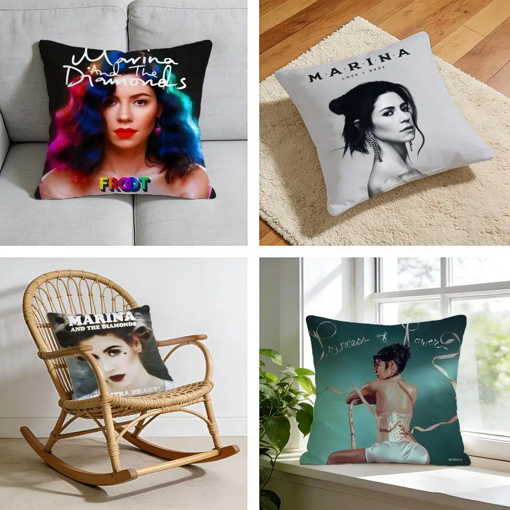 

Чехол для подушки Music Album M-Marina and the Diamonds, коротковорсовая плюшевая наволочка для кровати, дивана, автомобиля, можно стирать.