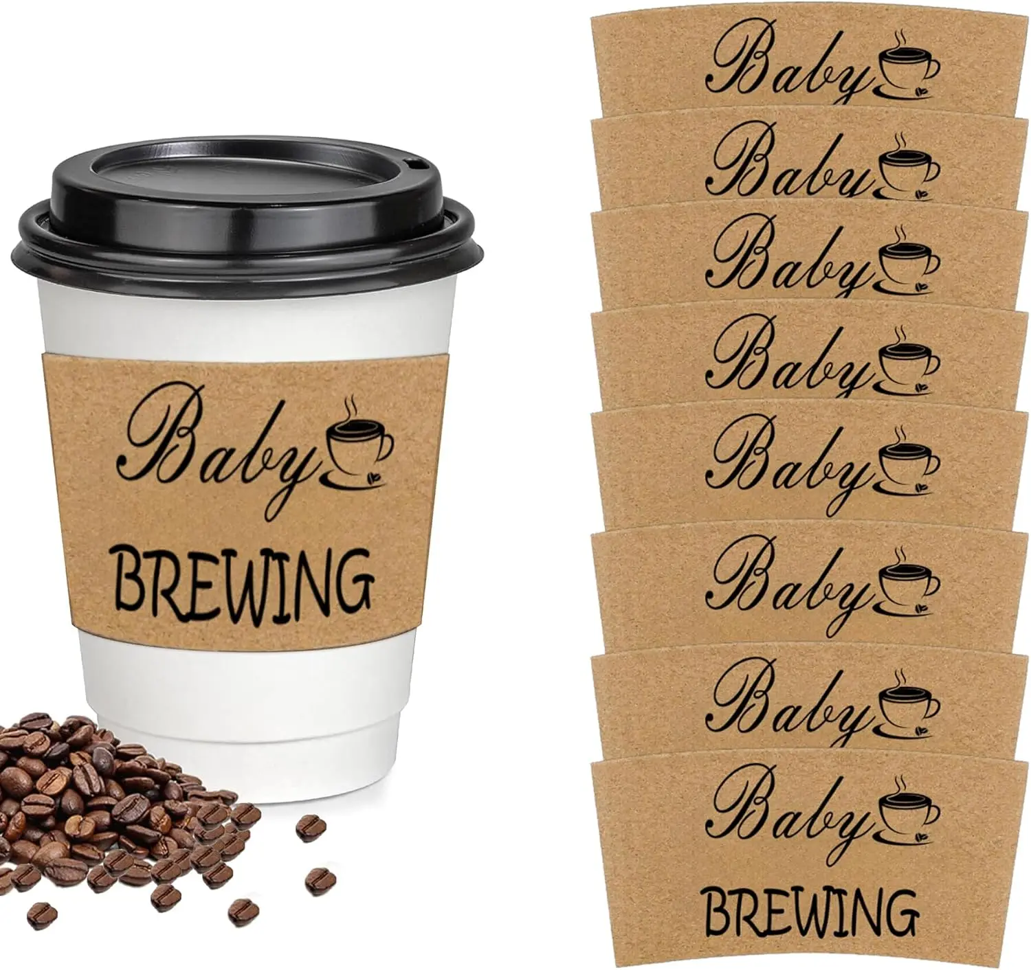 

Coffee Cup Sleeve for Baby Shower Coffee Party Drink Serving Home Decor Drink Sleeves for 12/16/20 Oz 50pcs