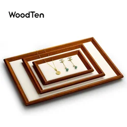 WoodTen Solid Wood Jewelry Tray Jewelry Display Plate Organizer for Ring Necklace Display Storage Tray Props Showcase Organizer