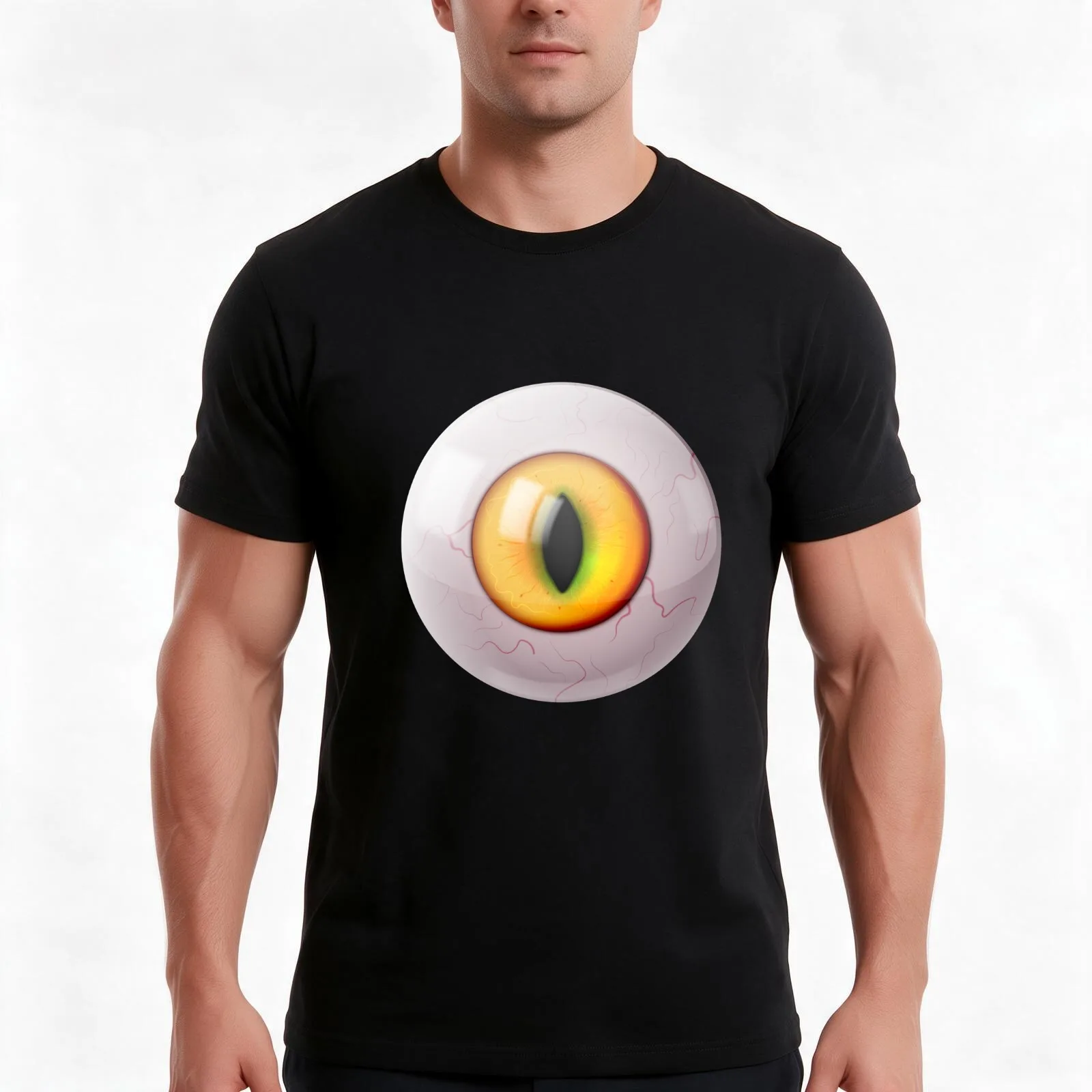 Realistic round eye with elongated pupil T-Shirt Summer Casual Cotton Tee Oversized Streetwear Tops Vintage Graphic Print