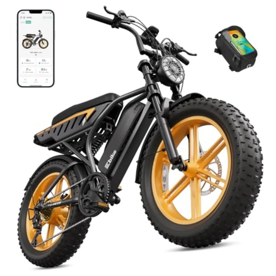 

Electric bike for commuting, mountain, and off-road use; aluminum alloy frame; matte black finish; 1500W peak motor, 60/110-mil
