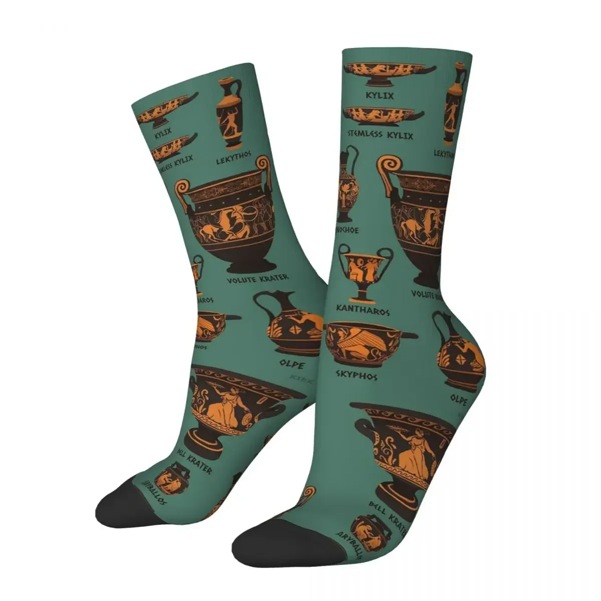 Ancient Greek Pottery Socks Harajuku Sweat Absorbing Stockings All Season Long Socks Accessories for Man's Woman's Gifts