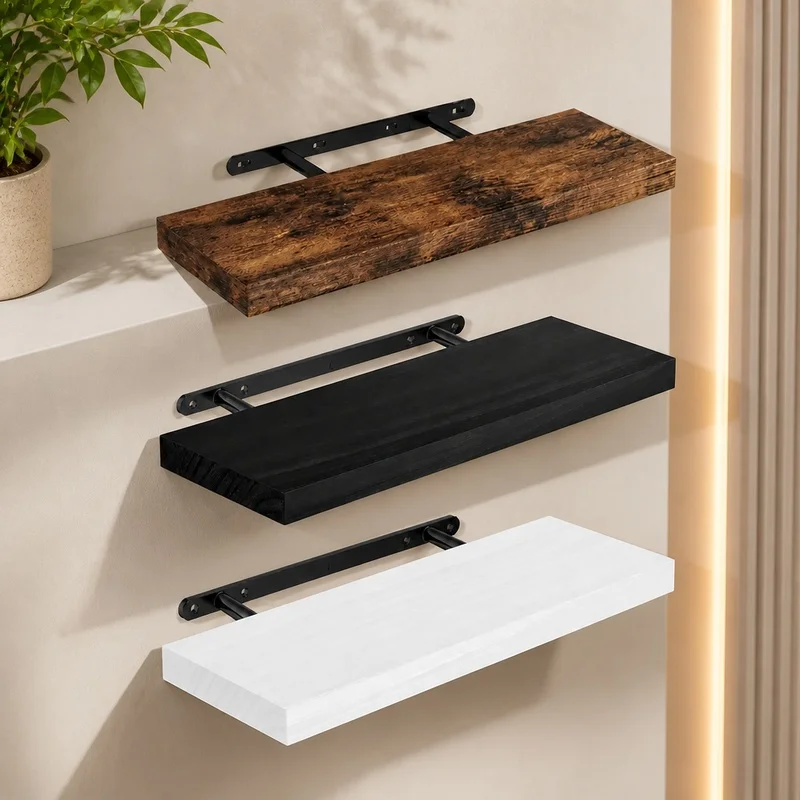 Durable Hidden Bracket Floating Shelf for Wall Mounting - Multi-Room Storage Solution for Kitchen, Bathroom, Nursery, and Living