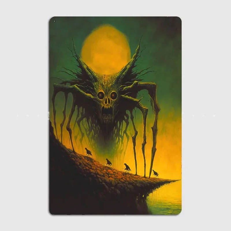 Vintage Metal Plaque for Eerie Wall Decor, Ideal for Room, Spook House，and Hallway Decoration, Perfect for Horror Enthusiasts