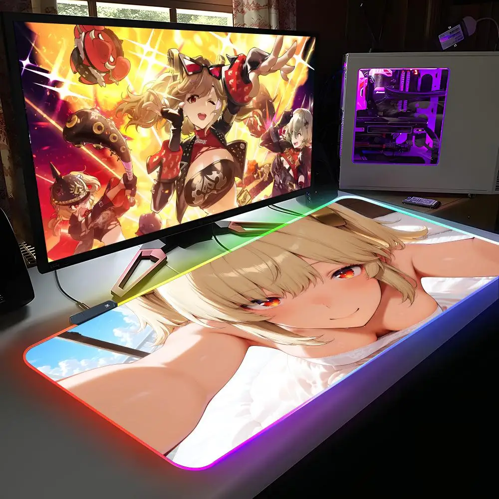 

Zenless Zone Zero Burnice White Mouse Pad RGB Rubber Computer Laptop Official Game Colored esports Aesthetic Fashion Luxury Mat