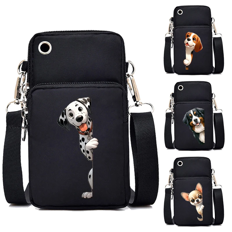 New Mobile Phone Bag Funny Anime Dog Print Shoulder Messenger Bag Women Men Coin Purse Handbag Animal Lover Small Crossbody Bag