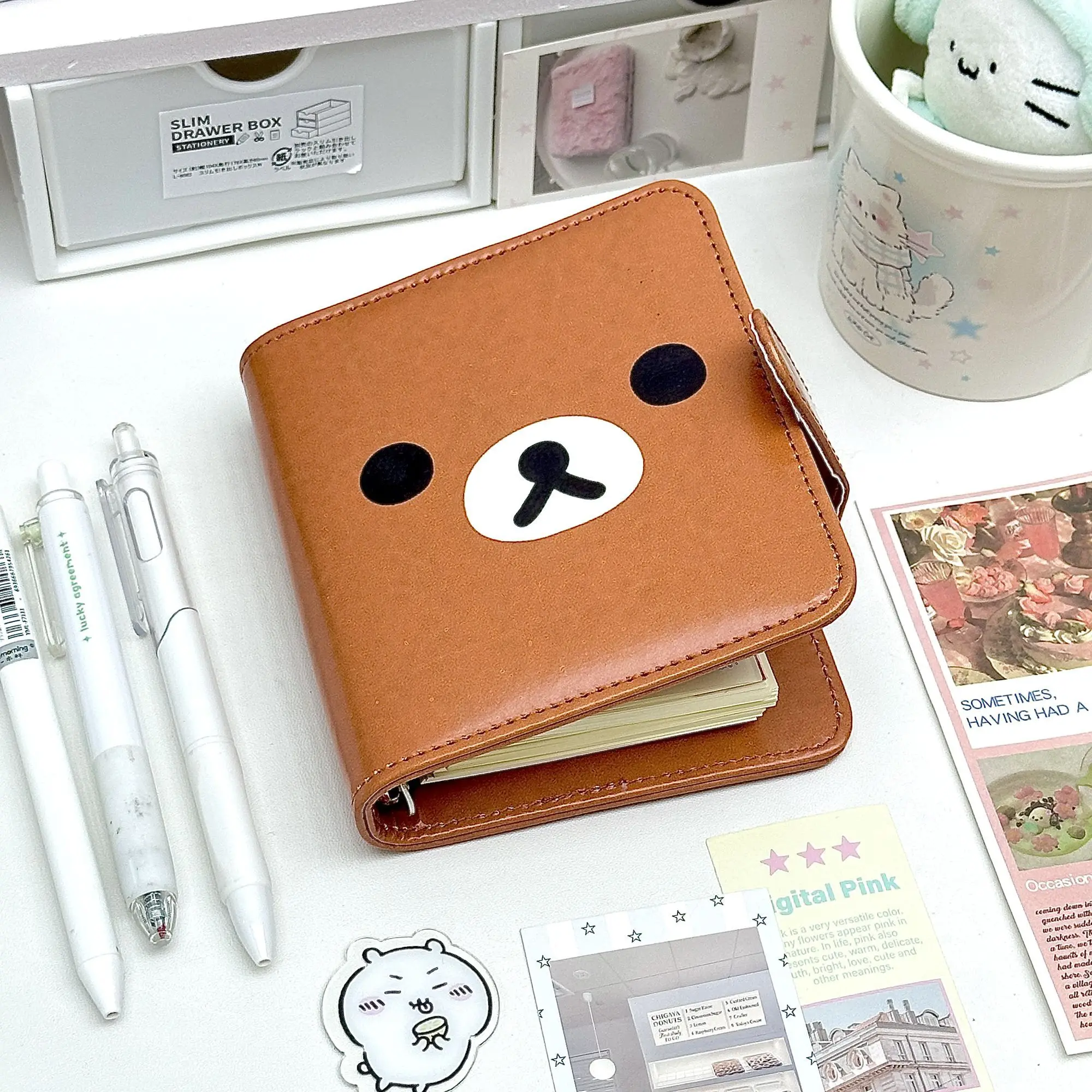 

Kawaii Rilakkuma M5 Loose Leaf Notebook Cute Student Universal Portable Loose Leaf Replacement Pocket Account Book Girl's Gifts