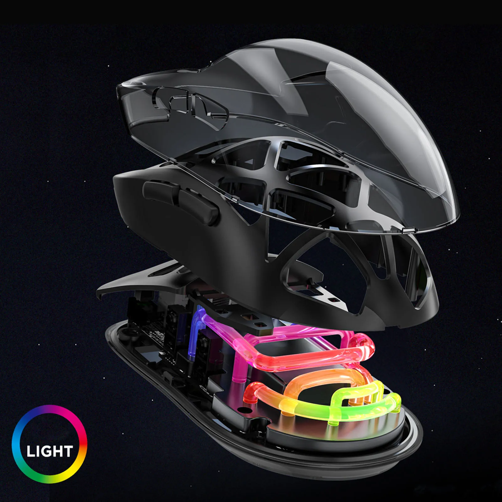 Ratón inalámbrico para juegos ergonómico, 4800DPI, tipo C, con cable, Bluetooth, efecto RGB ligero con receptor para ordenador