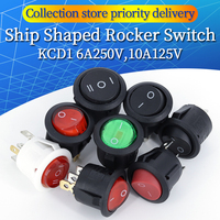 1PCS ON/OFF Round Rocker Switch LED illuminated Car Dashboard Dash Boat Van 12V 24V / 6A 250V / 10A 125V 2/3/4PIN Switch 20MM