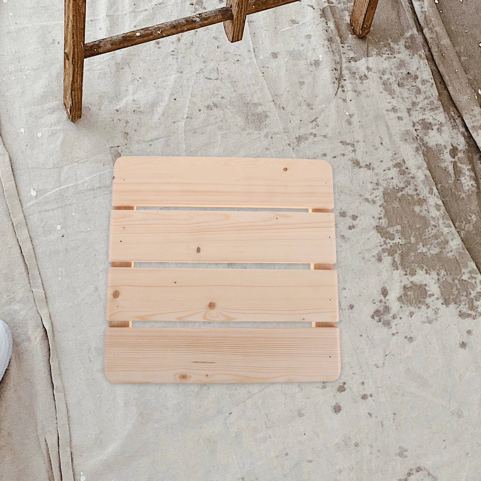 

30X30Cm Solid Wood Bath Mat Heavy Duty Slatted Platform For Bathroom Shower Steam Room Non Slip Waterproof Wooden Duckboard Spa