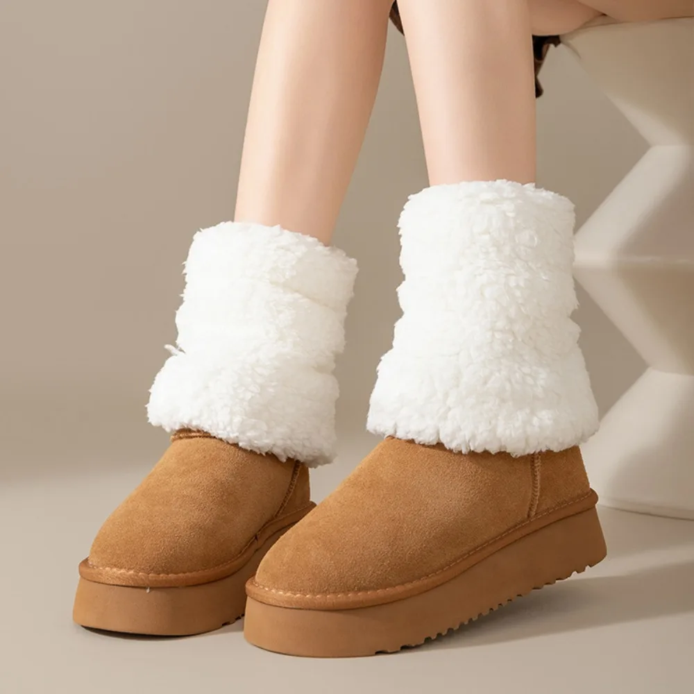 

Fashion Japanese Style Furry Leg Warmers 20cm Mid-calf Ankle Knee Lolita Boots Cover Y2K Coral Fleece Warm Knee Sleeve Women
