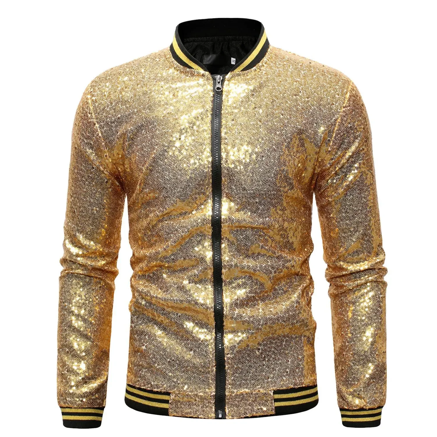 

Mens Gold Sequin Jackets and Coats New Fashion Hiphop Streetwear Baseball Bomber Jacket Men Party Nightclub Clothing Hombre XXL