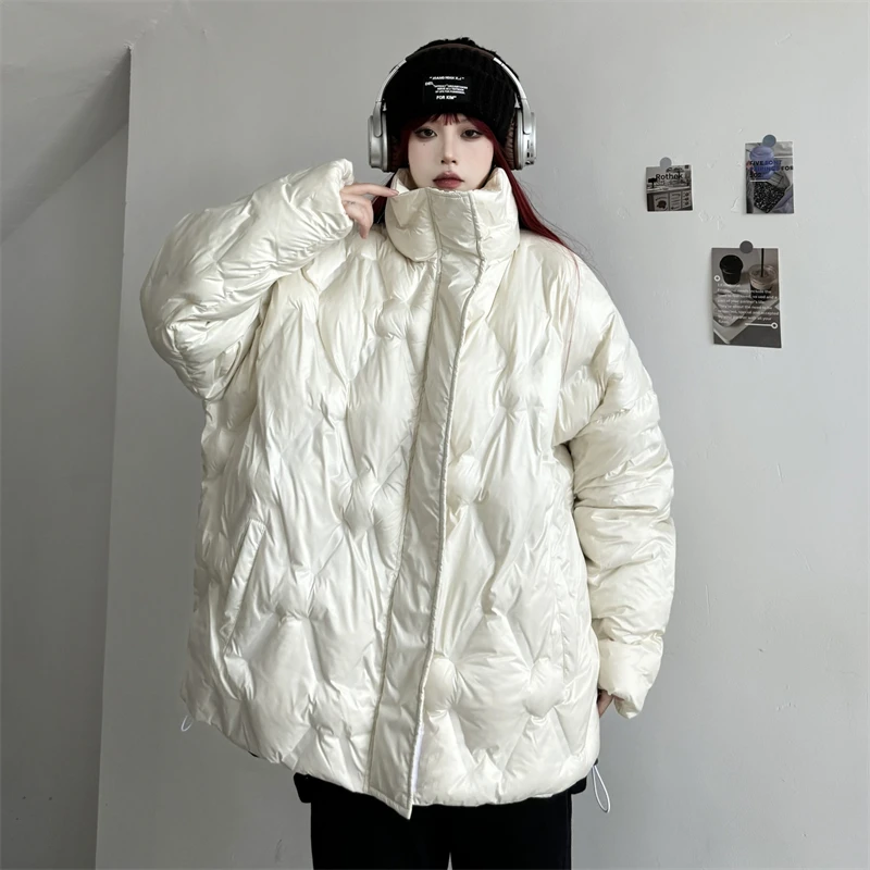 Apricot Down Jacket Women Coat Thicken Fashion American Streetwear Y2K Style Duck Down Feather Female Winter Solid Short Outwear