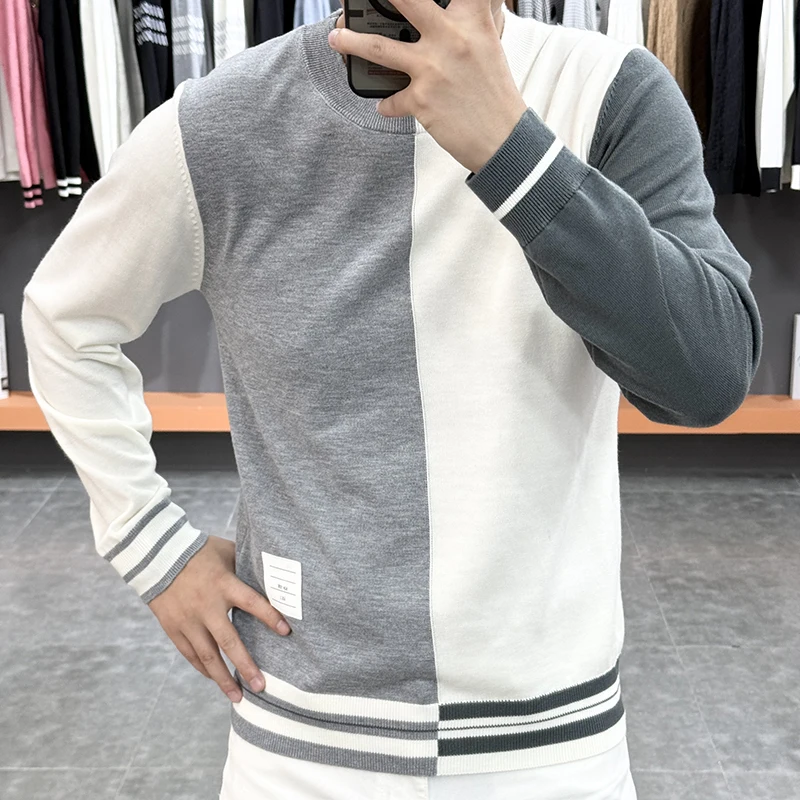 

Корейский модный вязаный свитер для мужчин, повседневные деловые свитера с длинными рукавами, высококачественные тонкие социальные вязаные пуловеры